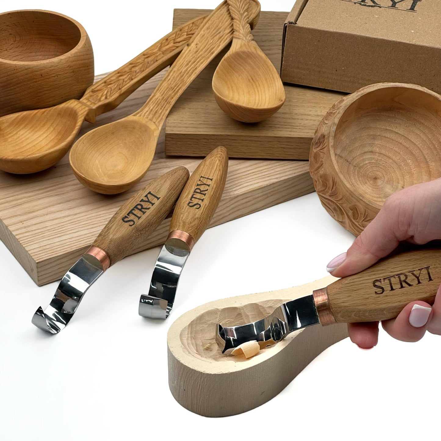 STRYI Profi 3-Piece Kuksa & Spoon Carving Hook Knife Set