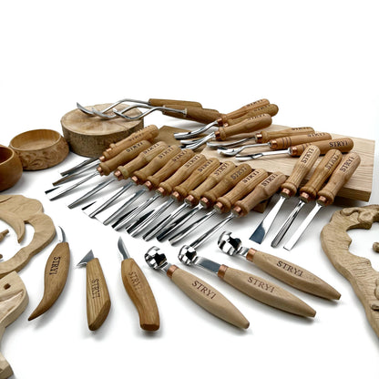 Hand ForgedChisels Set 30-Piece STRYI Profi, Woodworking Set