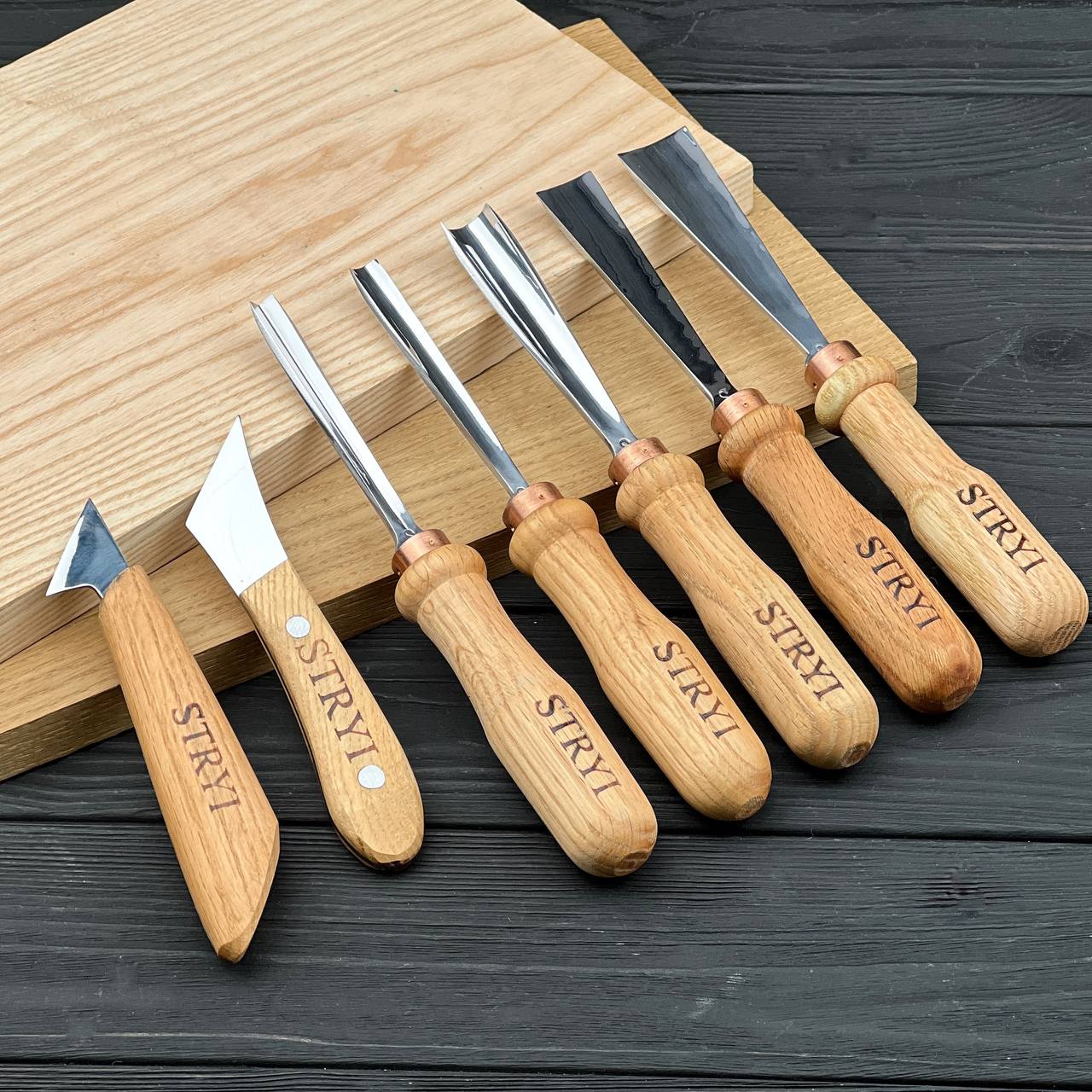 Gouges Carving Set: 7-Piece STRYI Relief & Whittling Set