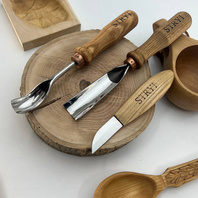 Spoon Carving Kit, 3-Piece, STRYI Profi — for Kuksa and Bowl Carving