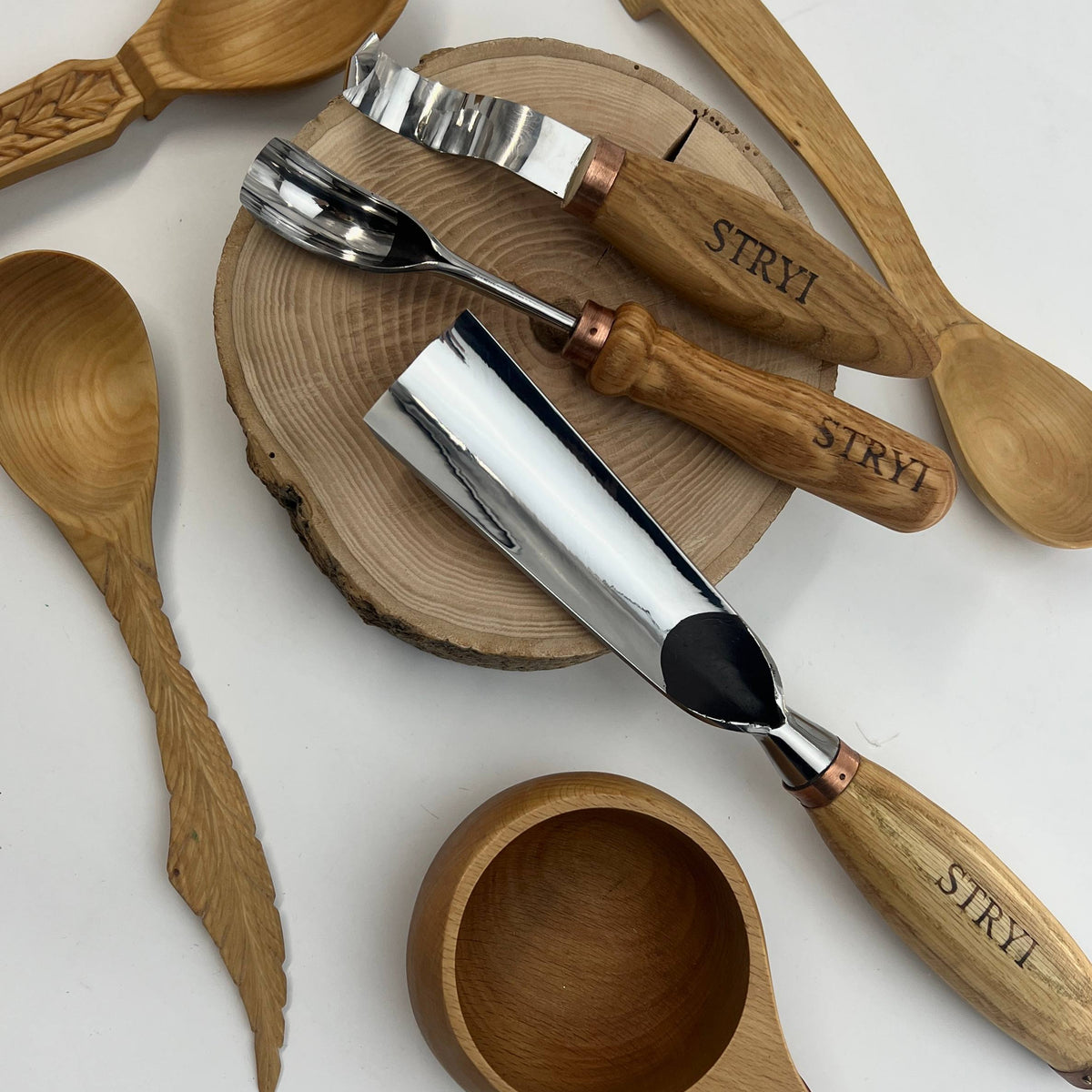 Bowl Carving Tools Set, 4-Piece STRYI Profi Kuksa & Vessel Kit
