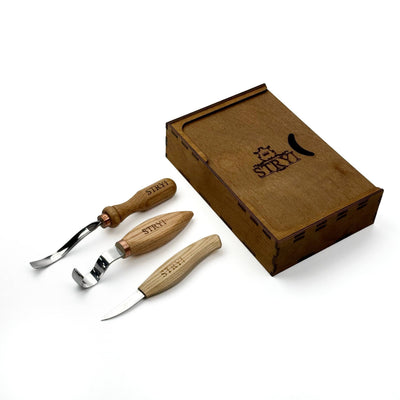 Bowl carving Set: 3-Piece STRYI Profi Spoon & Kuksa Carving Set