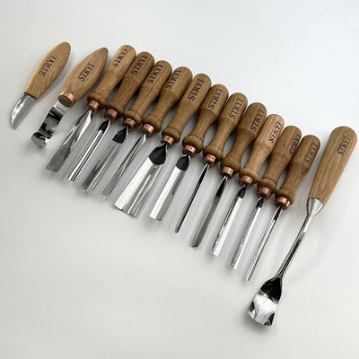 Versatile Сarving Toolset of 14 pcs for relief caving, Making figurines, Chisels set
