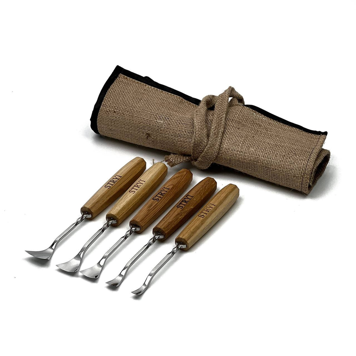 Reach Deeper Without Hitting the Rim: 5-Piece Maestro Semi-Bent Gouge Set for 3D Relief