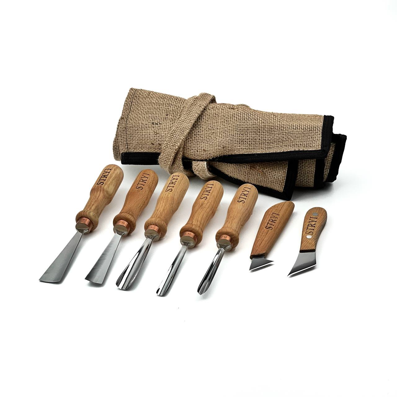 Gouges Carving Set: 7-Piece STRYI Relief & Whittling Set