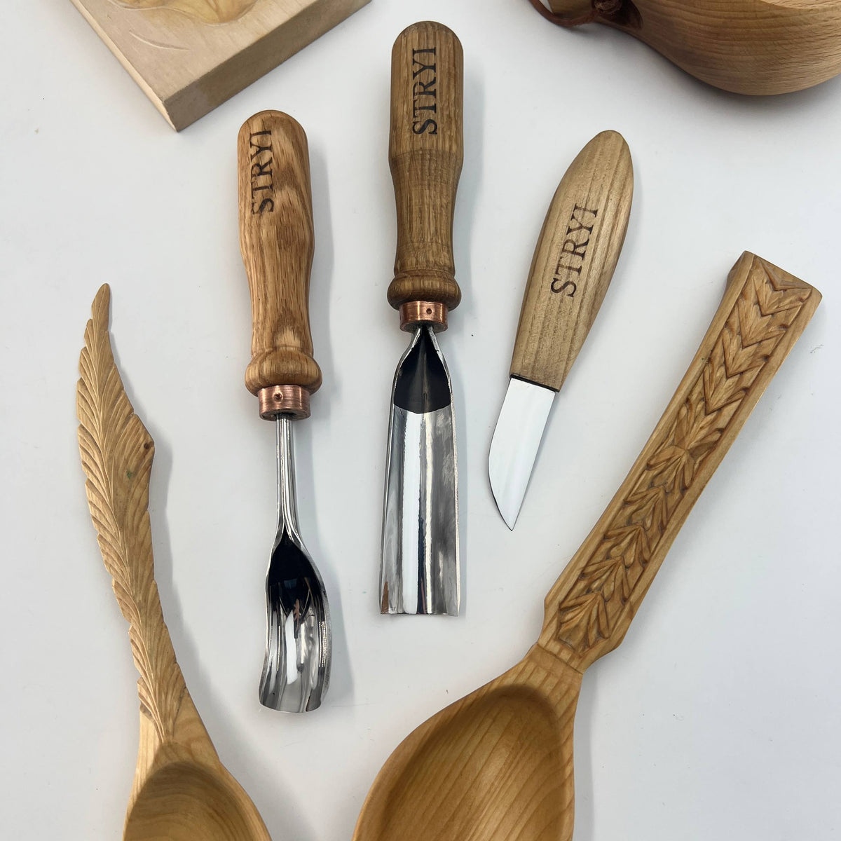 Spoon Carving Kit, 3-Piece, STRYI Profi — for Kuksa and Bowl Carving