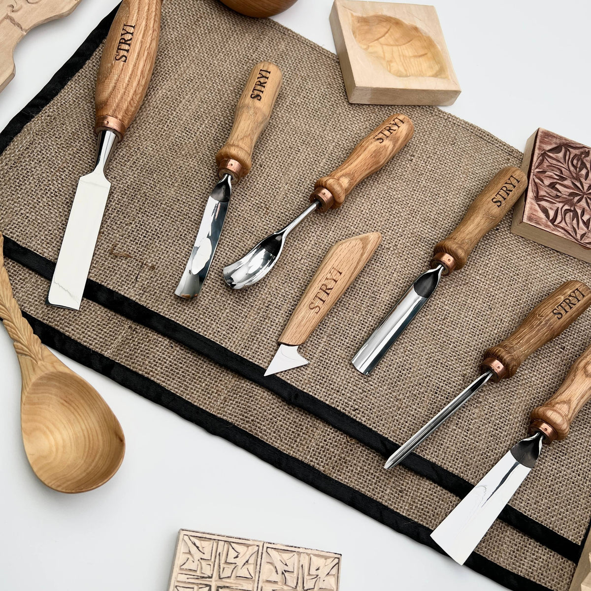 Wood Carving Kit 7 pcs, Chisels and Gouges  STRYI Profi, Versatile Carving Set