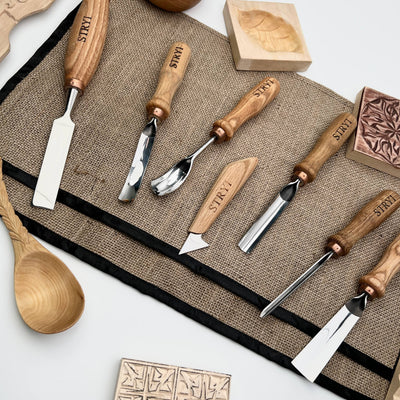 Wood Carving Kit 7 pcs, Chisels and Gouges  STRYI Profi, Versatile Carving Set