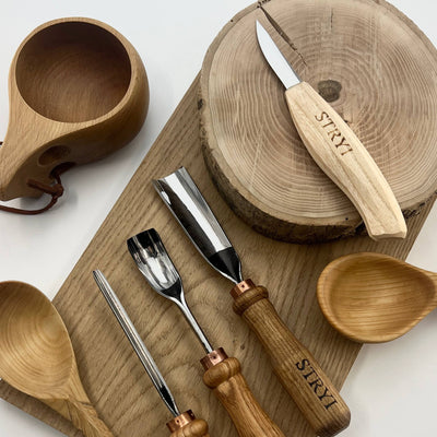Wood carving kit for spoon making and bowl carving STRYI Profi, 4 pcs