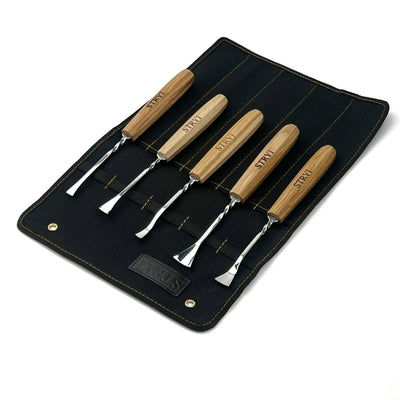 Fishtail Gouge Set for Fine Detail: 5-Piece Maestro Relief Finishing Tools