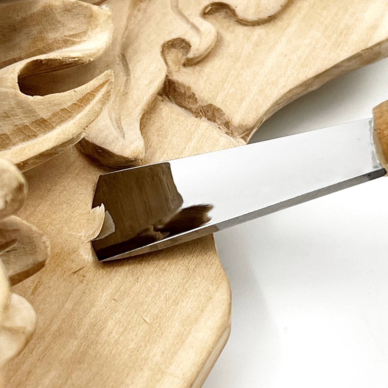 Short wood carving tools, sloping gouge STRYI-AY Profi, Relief carving tools