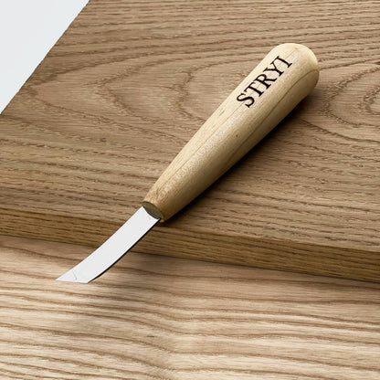 STRYI Profi 13mm Right-Handed Skewed Spoon Gouge — Right-Angle Bent Chisel for Deep Recesses
