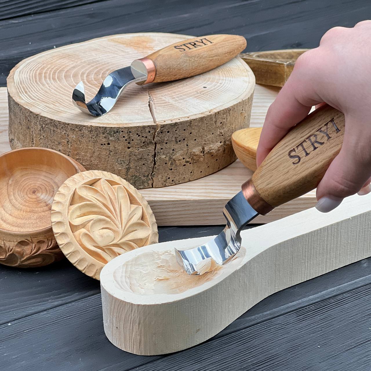 Premium Spoon Carving Hook Knife Set, 2-pieces Spoon knives set