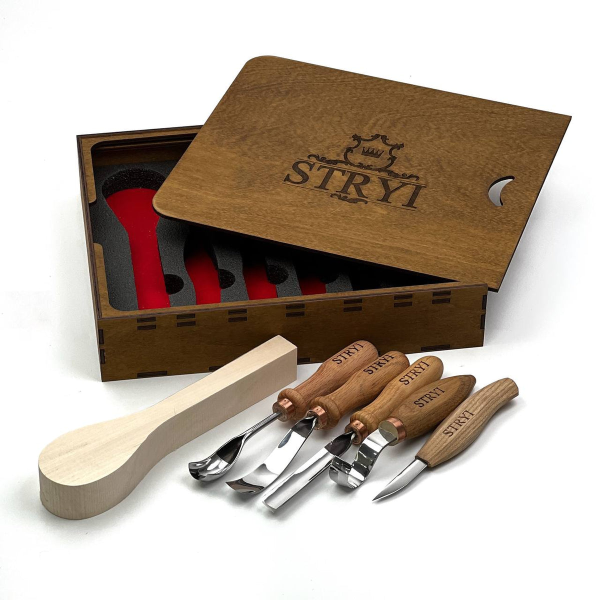 Spoon Carving Kit, 5-Piece, STRYI Profi — for Kuksa and Bowl Carving