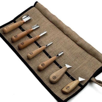 Chip Carving Set, 7-Piece STRYI Profi Kit for Volumetric Relief Carving