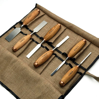 Wood Carving Chisel Set, Professional 6-Piece Heavy-Duty Straight Chisels | STRYI Profi