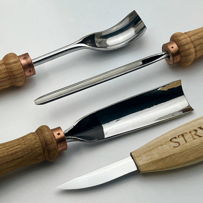 Wood carving kit for spoon making and bowl carving STRYI Profi, 4 pcs