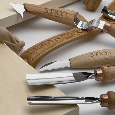 Wood carving  toolset 12 pcs Chisels and Gouges  STRYI Profi, Tools for wood carving, Woodworking kit