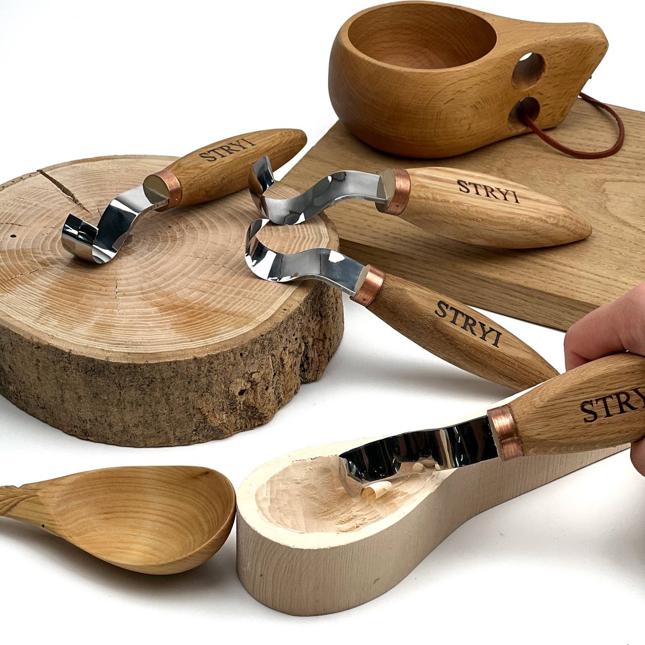 Spoon carving toolset: STRYI Profi 4-pieces Hook Knife Set