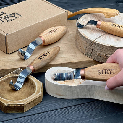 Spoon carving toolset: STRYI Profi 4-pieces Hook Knife Set