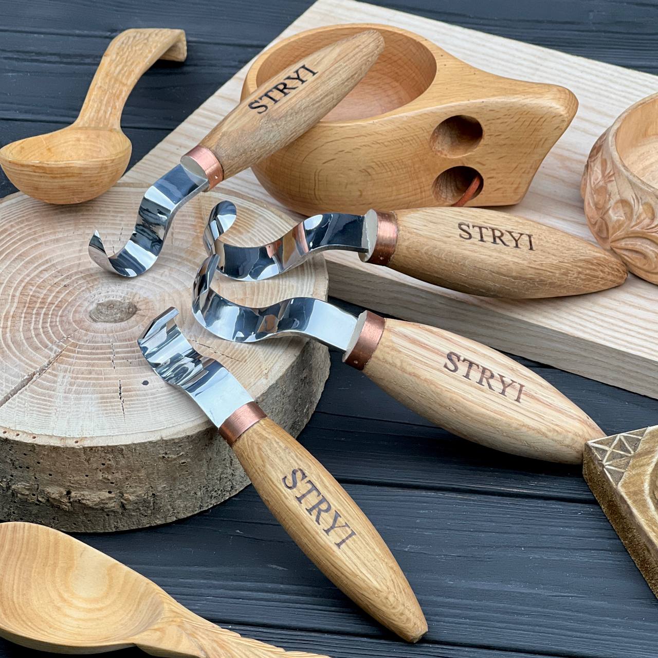 Spoon carving toolset: STRYI Profi 4-pieces Hook Knife Set