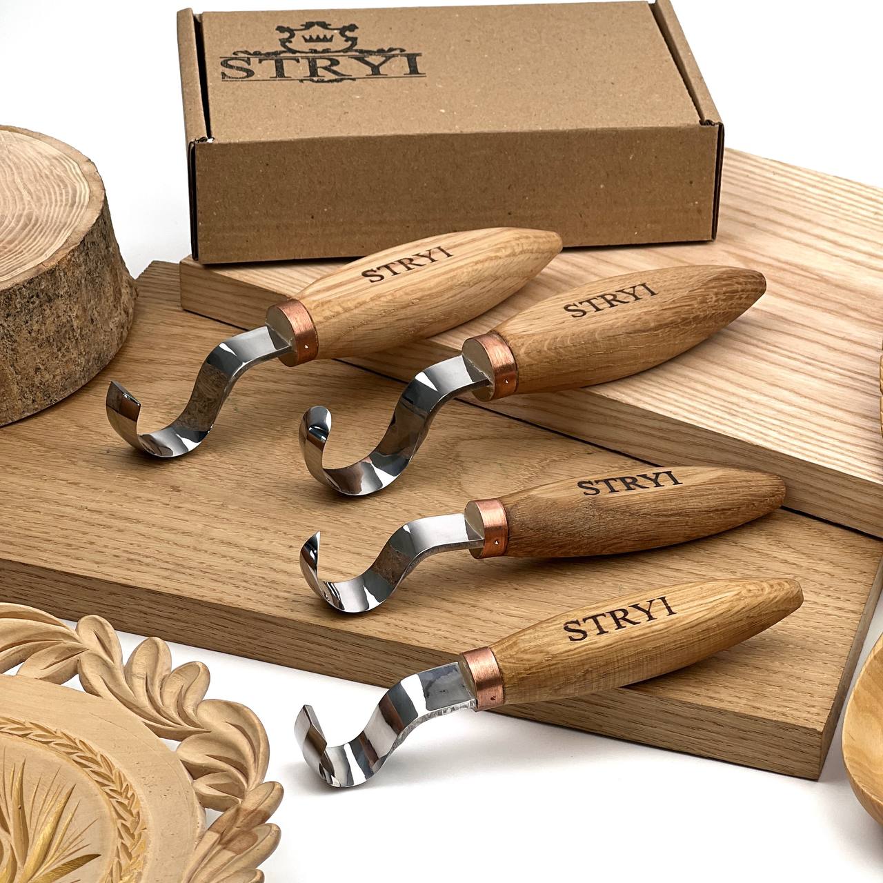 Spoon carving toolset: STRYI Profi 4-pieces Hook Knife Set